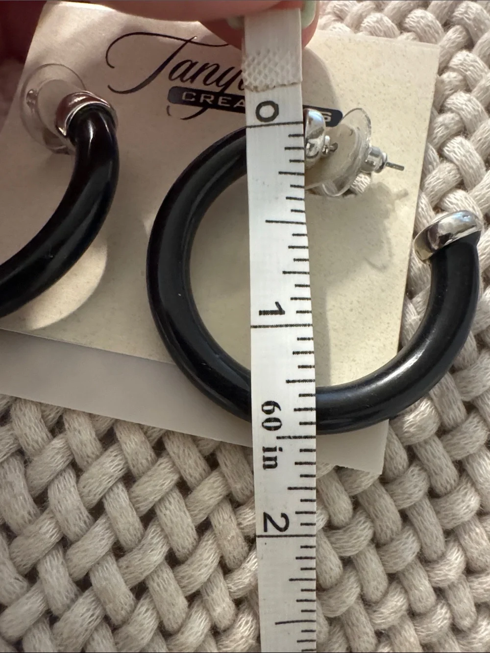 0450-Tanya Creations Black Hoop Earrings‎